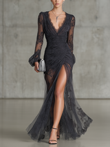 Anja - Vestido maxi fruncido