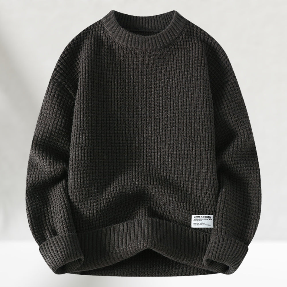 Eldric - Jersey de cuello redondo de punto gofre