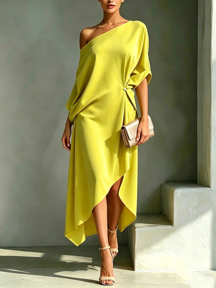 Erica - vestido midi fluido de un solo hombro