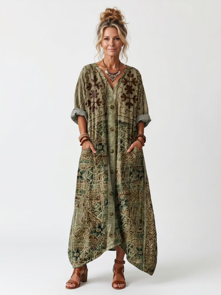 Roselisse - Vestido midi ligero con botonadura delantera