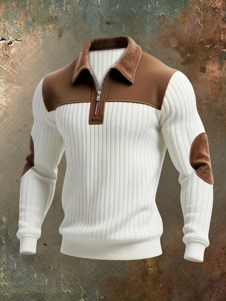Eldvane - Jersey de media cremallera a rayas premium