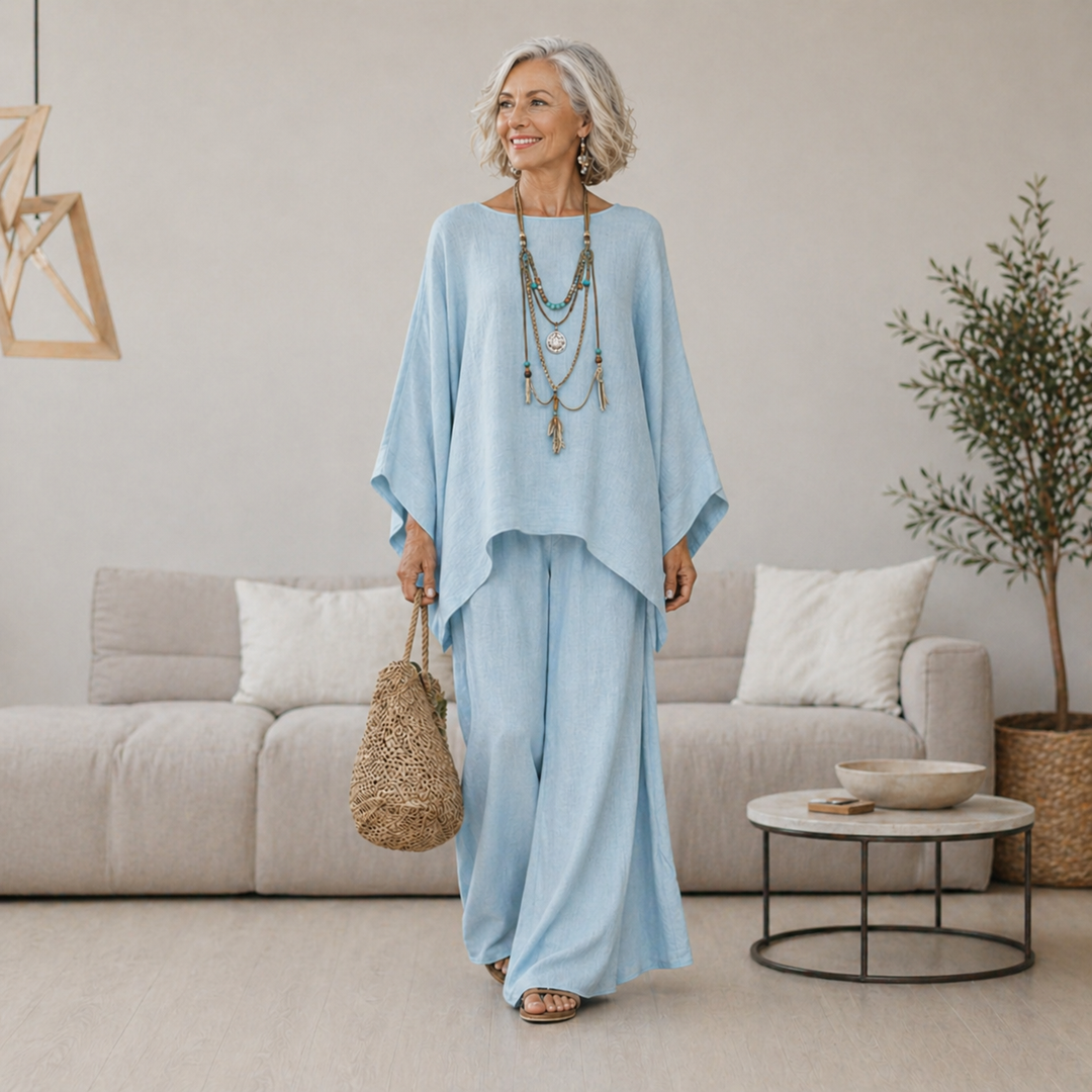 Annisette - Conjunto de dos piezas con pantalón de pernera ancha y tacto suave