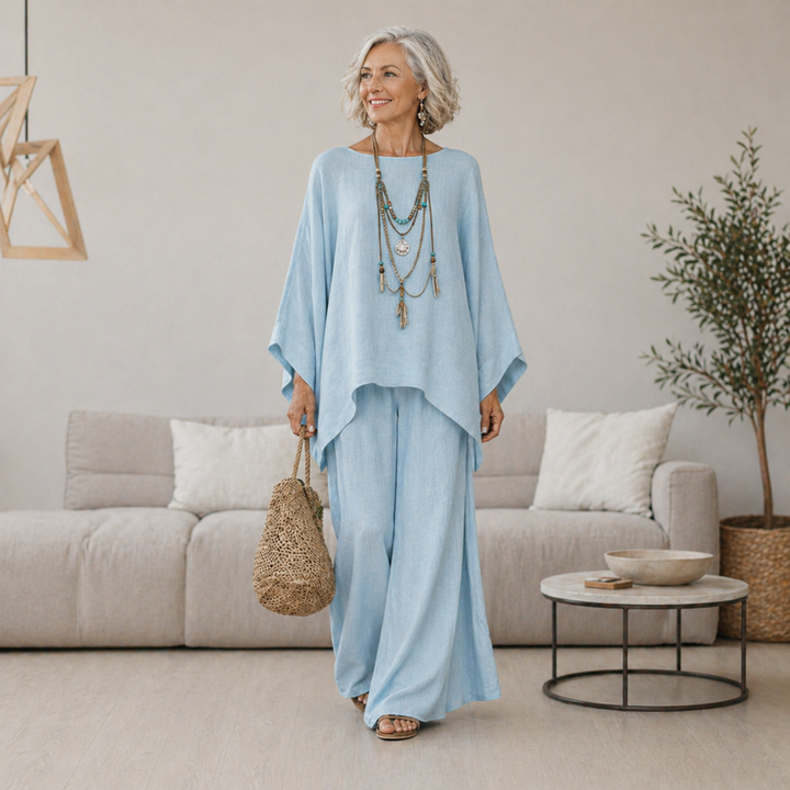 Annisette - Conjunto de dos piezas con pantalón de pernera ancha y tacto suave