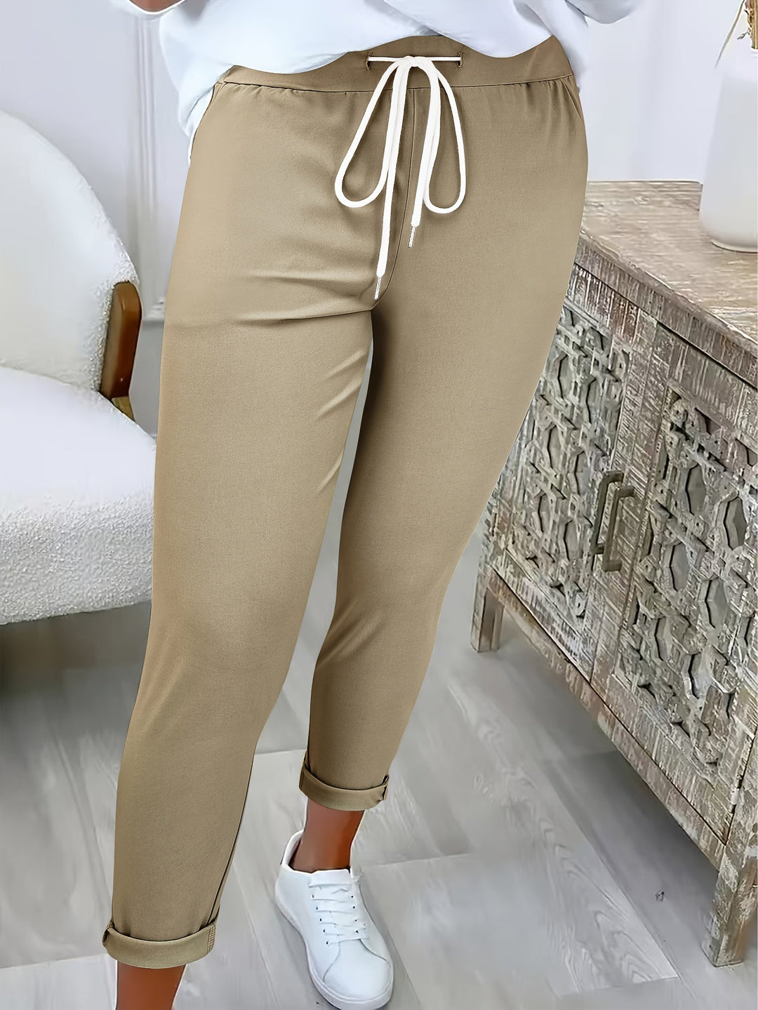 Tansy - Pantalón de tiro alto con cordón ajustable