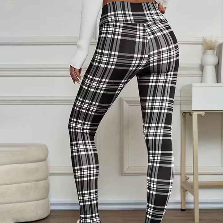 Estelyn - Leggings elásticos de cuadros clásicos