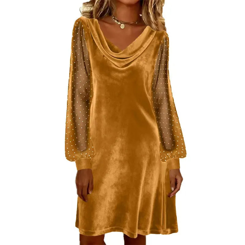 Verelia - Minivestido de terciopelo con escote drapeado