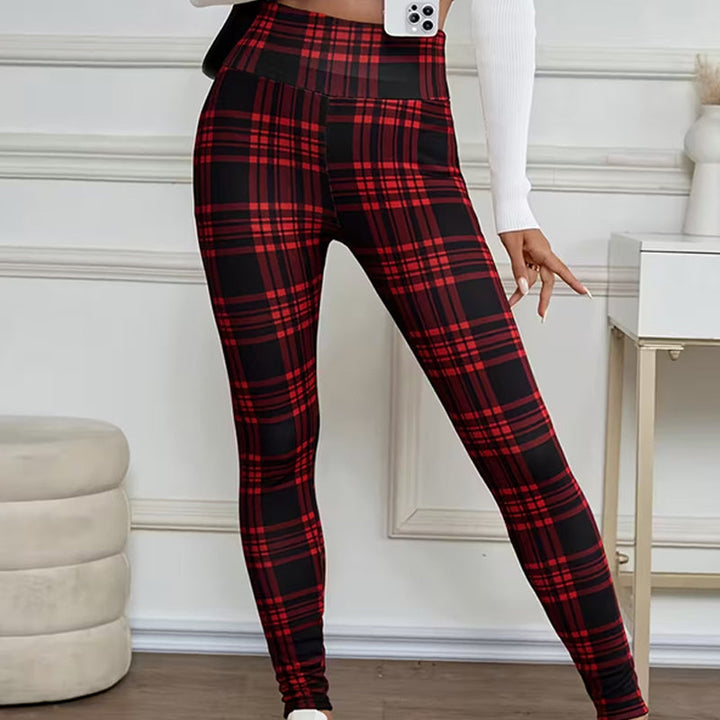 Estelyn - Leggings elásticos de cuadros clásicos