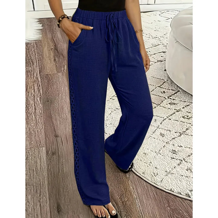 Estrelle - Pantalones lounge con cordón y detalle de encaje
