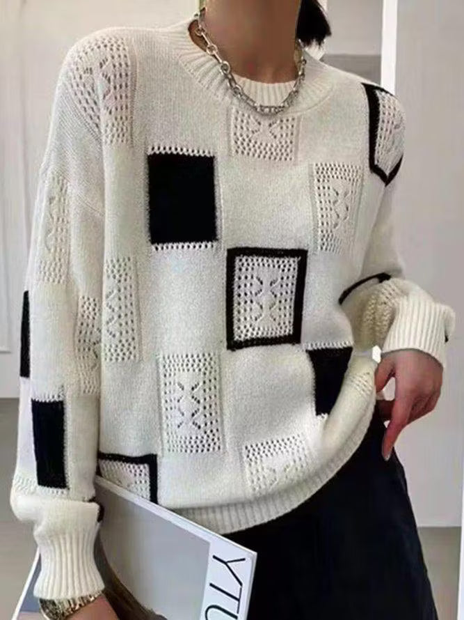 Adorelle - Jersey de punto artístico con patchwork
