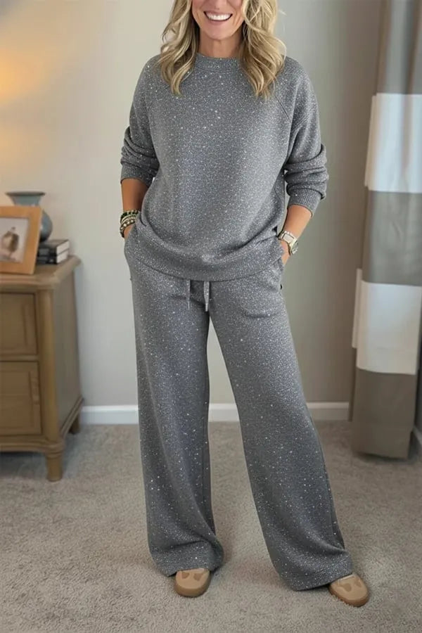 Celia - Traje de chaqueta y pantalón con acabado brillante
