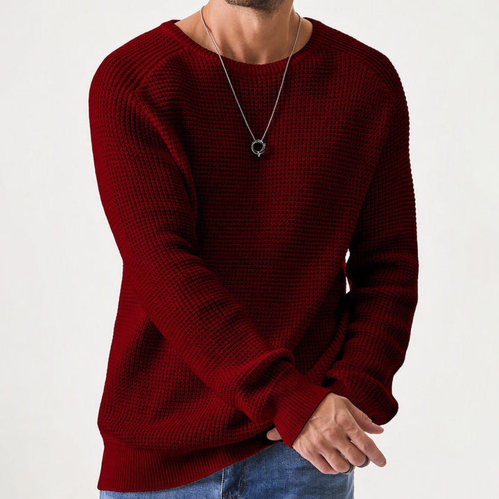 Isric - Jersey de punto texturizado con cuello redondo