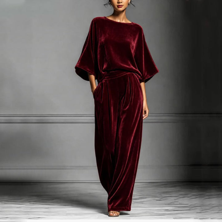 Ainhoa - Mono elegante de terciopelo de pierna ancha