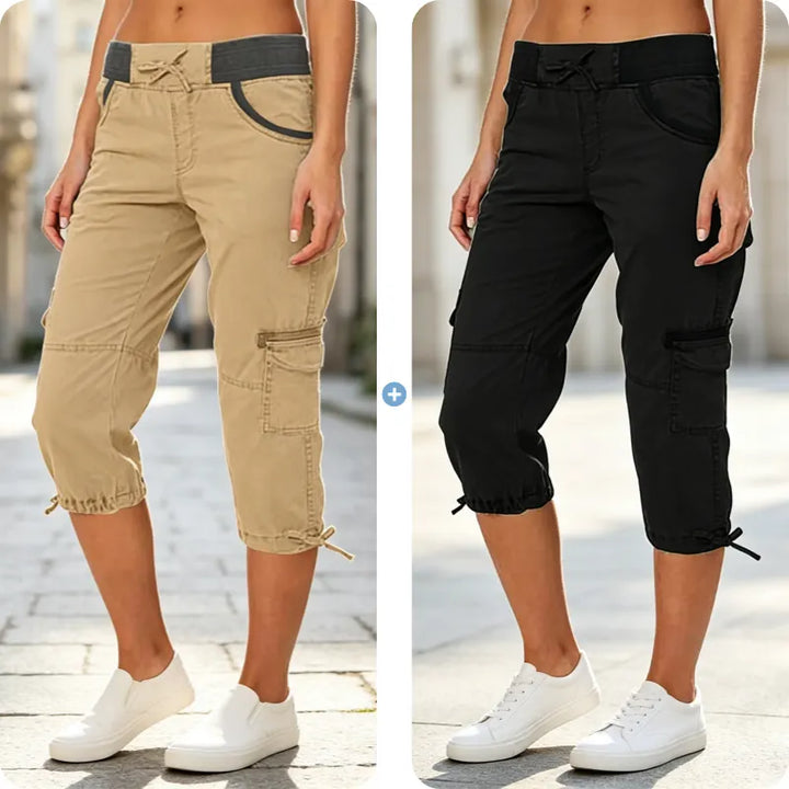 Astrelia - Pantalón cargo capri de estilo utilitario