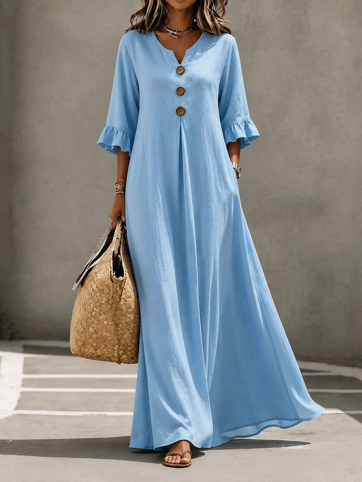 Vesperelle - Vestido largo con escote en V y suave al tacto