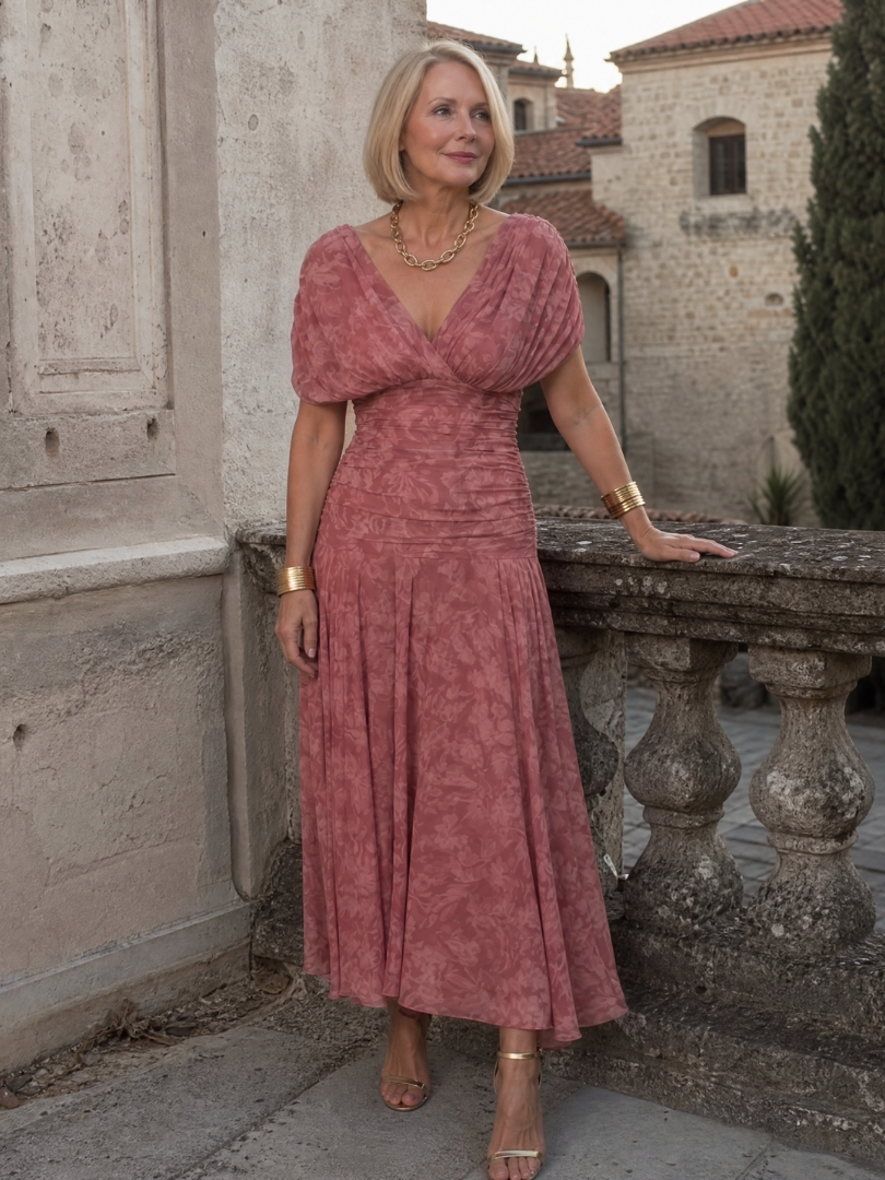 Galatea - Vestido midi ligero con escote Bardot