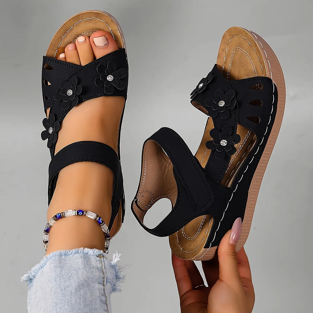 Fiorelia - Sandalias de cuña florales cómodas
