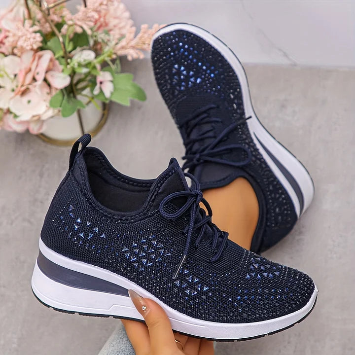 Lilia - Zapatillas de cuña con aplicaciones de strass
