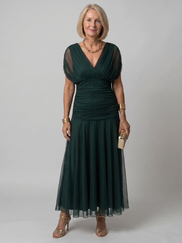 Galatea - Vestido midi ligero con escote Bardot