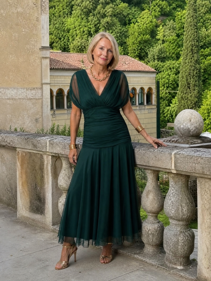 Galatea - Vestido midi ligero con escote Bardot