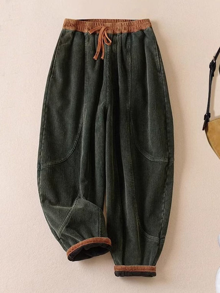 Basma - Pantalón de pana de corte relajado con cordón