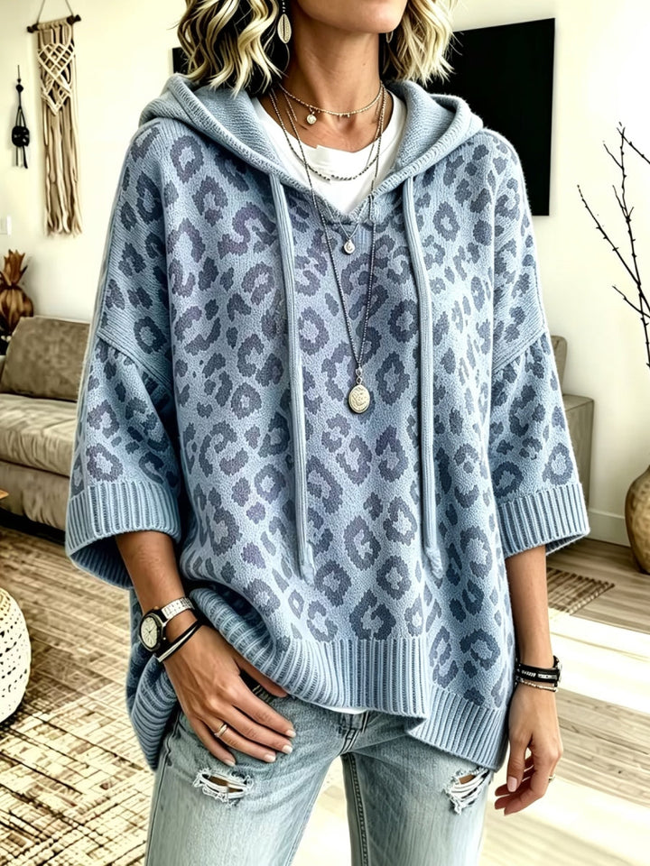 Jocasta - Sudadera de punto oversize con estampado de leopardo