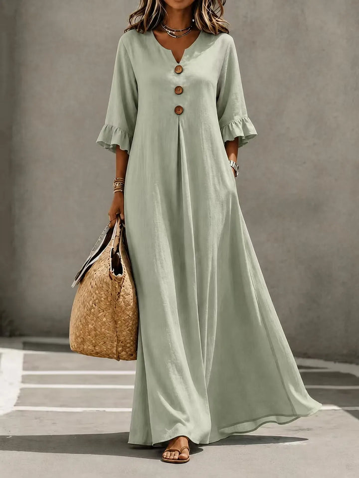 Vesperelle - Vestido largo con escote en V y suave al tacto