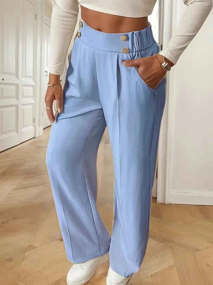 Ashlena - Pantalón de pernera ancha de tiro alto y tacto suave