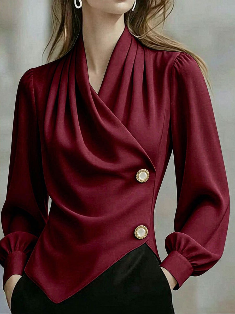 Ximena - Blusa de satén con drapeado elegante