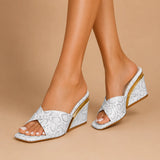 Emmeline - Mules de cuña con tiras cruzadas