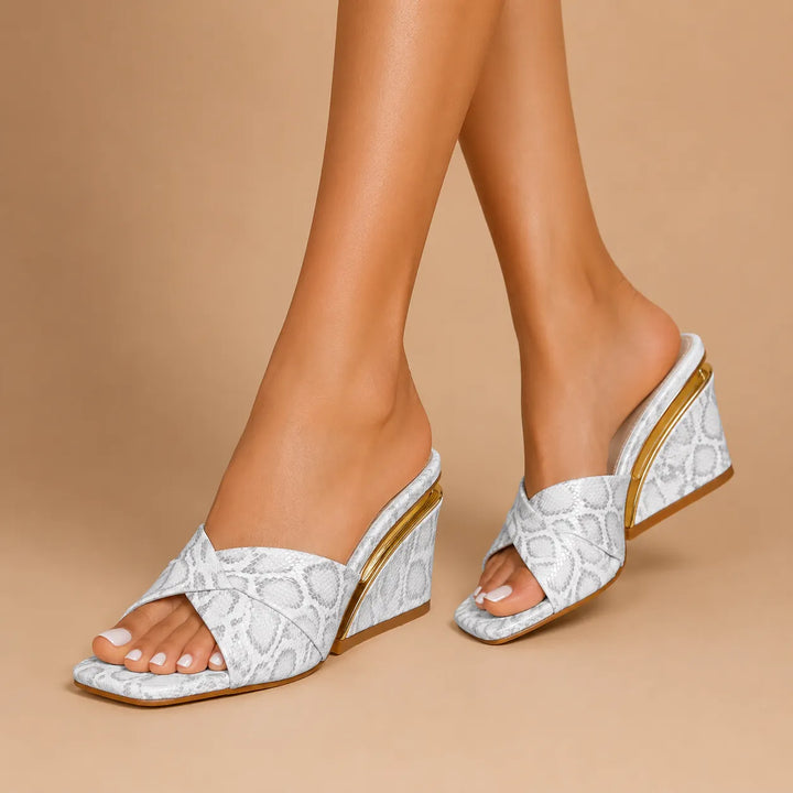 Emmeline - Mules de cuña con tiras cruzadas