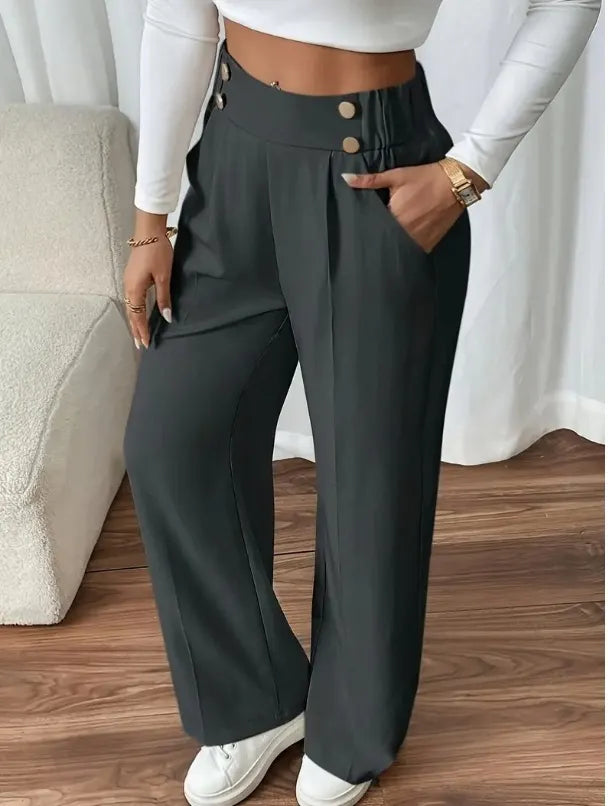 Ashlena - Pantalón de pernera ancha de tiro alto y tacto suave