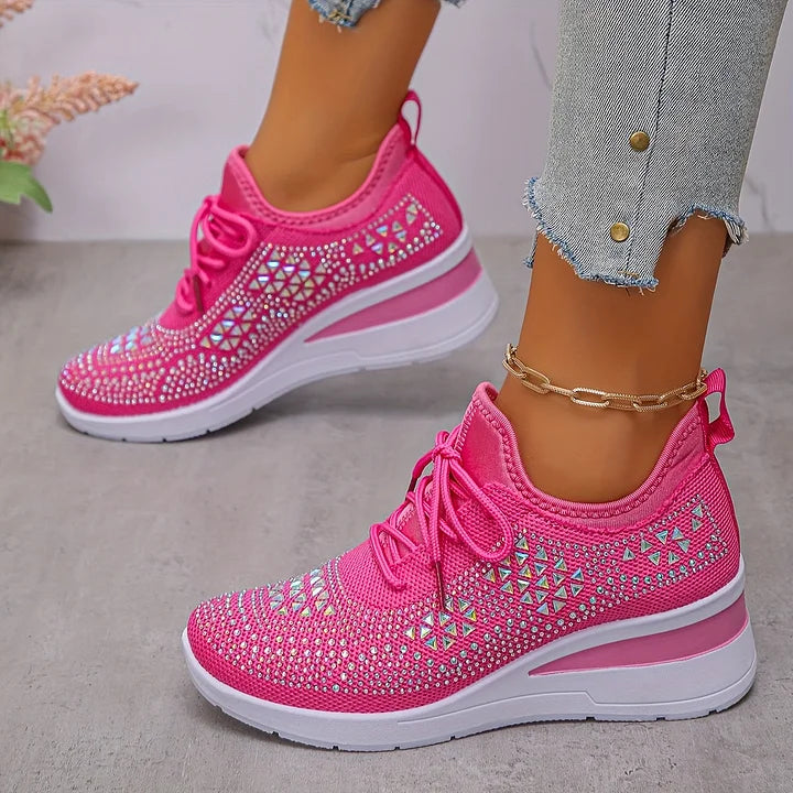 Lilia - Zapatillas de cuña con aplicaciones de strass