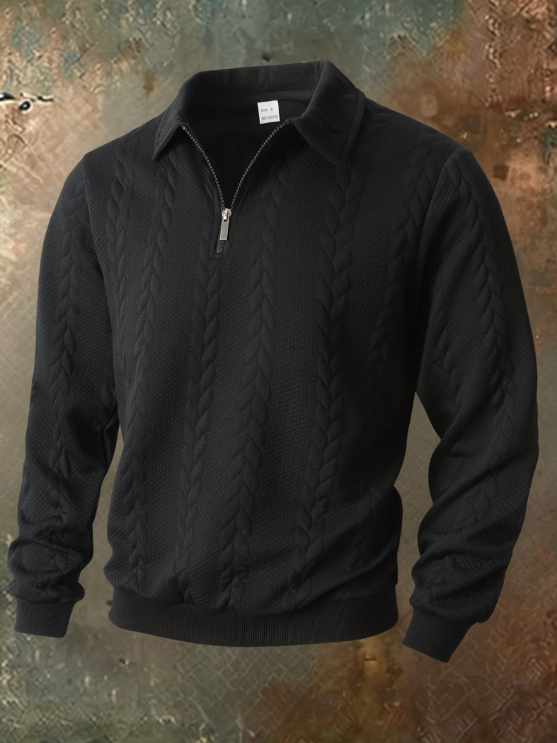 Belvorn - Jersey de media cremallera de punto trenzado premium