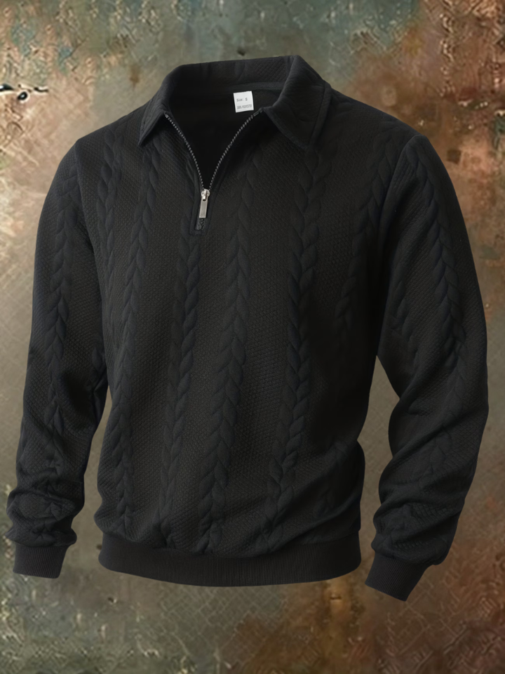 Belvorn - Jersey de media cremallera de punto trenzado premium