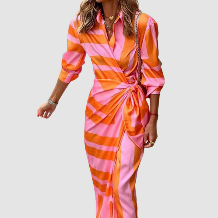 Celinor - Vestido midi de rayas de tacto suave