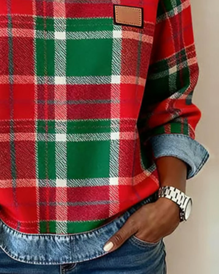 Adair - Sudadera de cuello redondo de cuadros casual