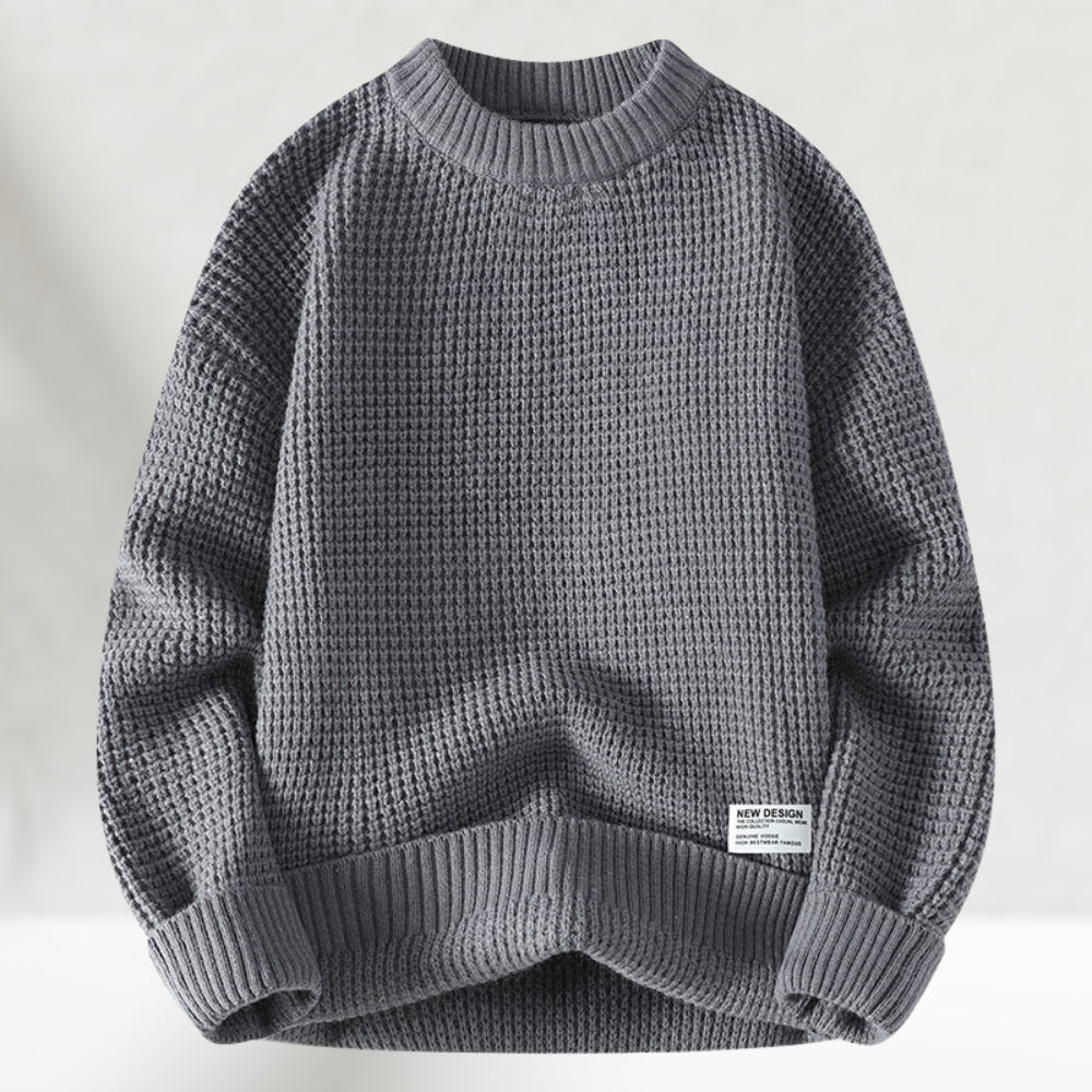 Eldric - Jersey de cuello redondo de punto gofre