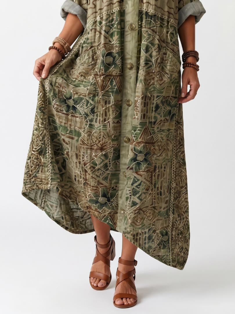 Roselisse - Vestido midi ligero con botonadura delantera