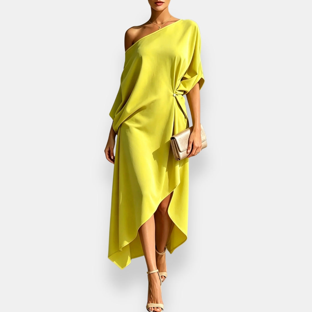 Edwina - Vestido de noche asimétrico fluido
