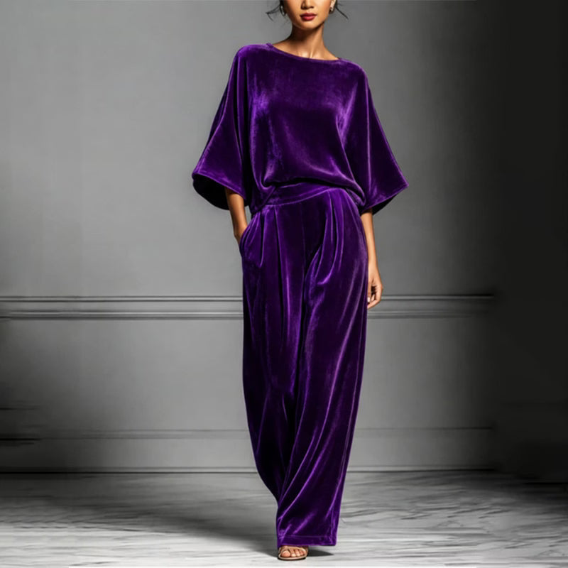 Ainhoa - Mono elegante de terciopelo de pierna ancha