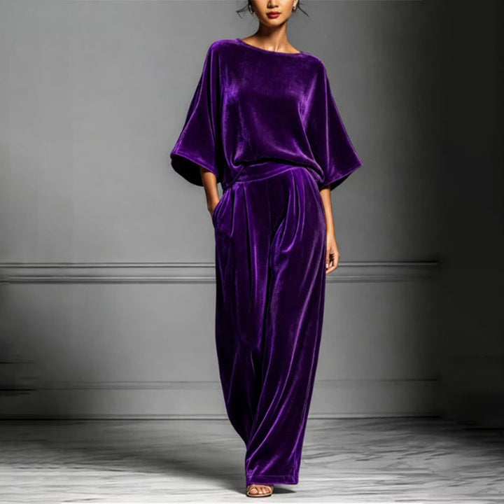 Ainhoa - Mono elegante de terciopelo de pierna ancha