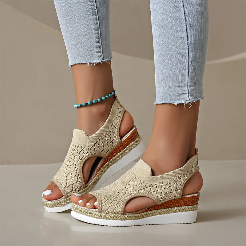 Orianne - Sandalias de cuña de puntera abierta y transpirables