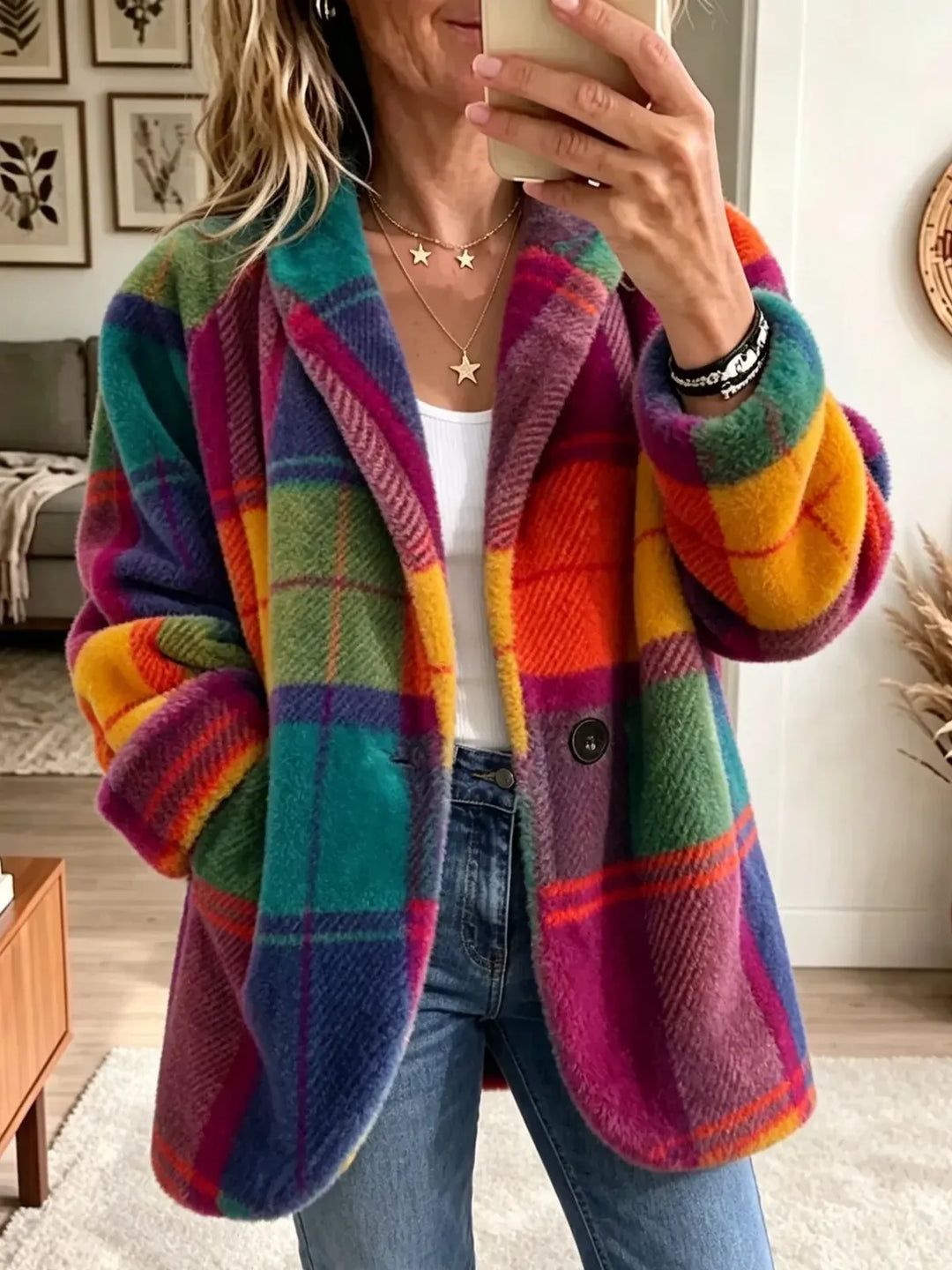 Apollonia - Chaqueta oversize de pana a cuadros