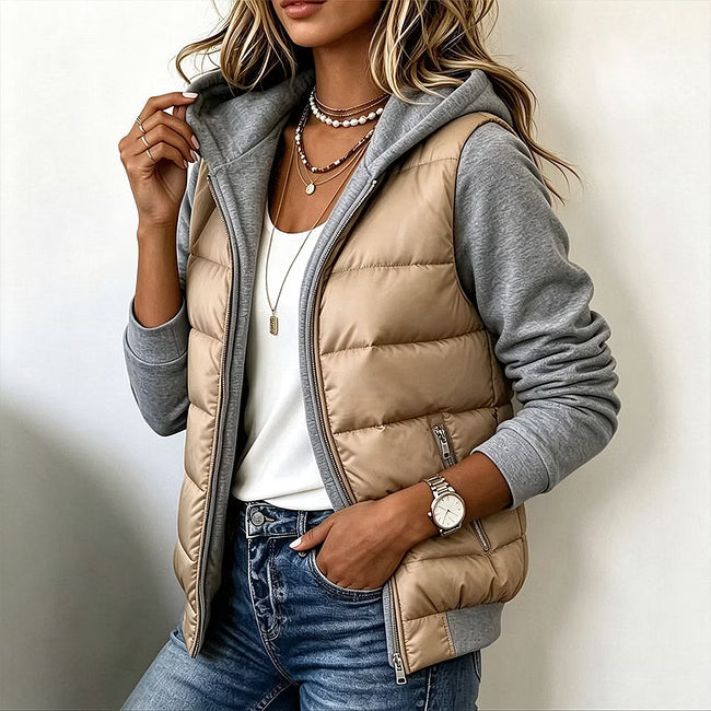 Rhiain - Chaqueta acolchada con capucha y cremallera