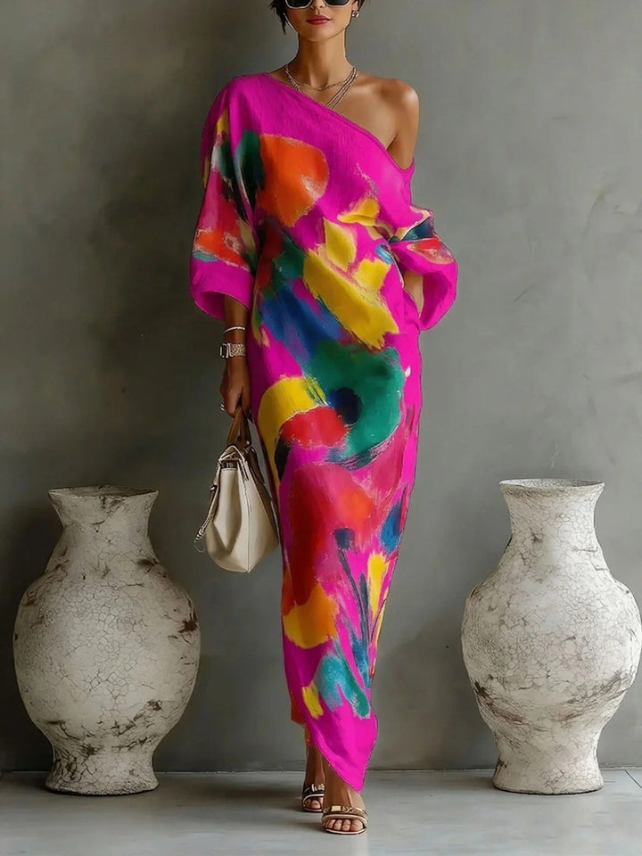 Adoressa - Vestido largo de un solo hombro con silueta escultórica