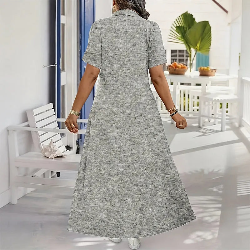 Primelle - Vestido largo suave con cuello de cremallera