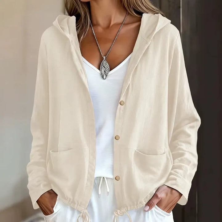 Anavella - Chaqueta abotonada con capucha de corte relajado