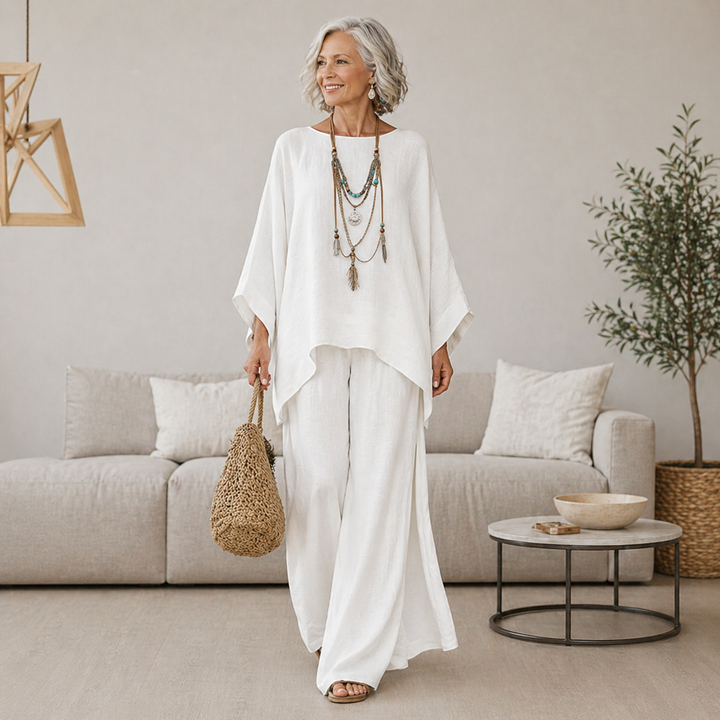 Annisette - Conjunto de dos piezas con pantalón de pernera ancha y tacto suave