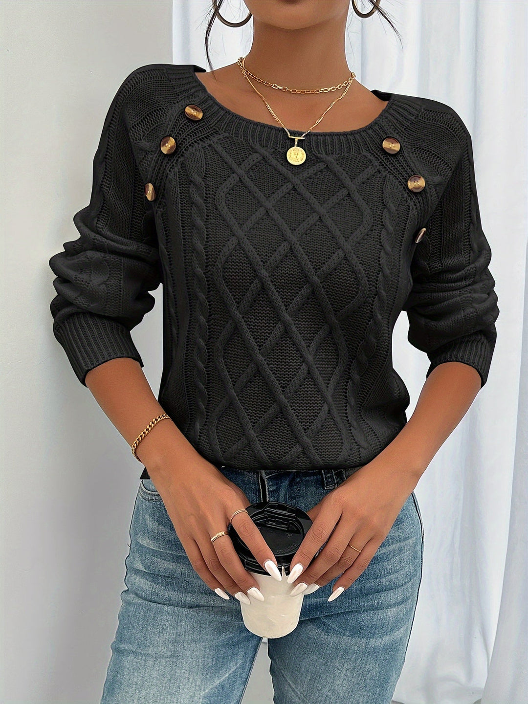 Rosabelle - Jersey texturizado con botones