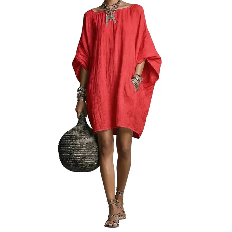 Sabina - Vestido midi con escote bardot de tacto suave